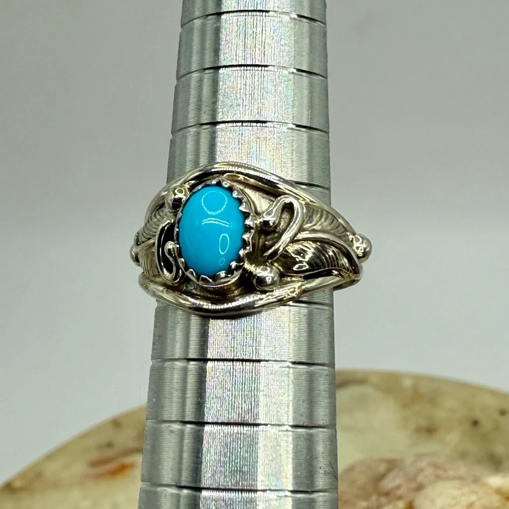 Navajo Sterling Silver Sleeping Beauty Turquoise Ring Mark Barney NWT Sz 6 –3.0g